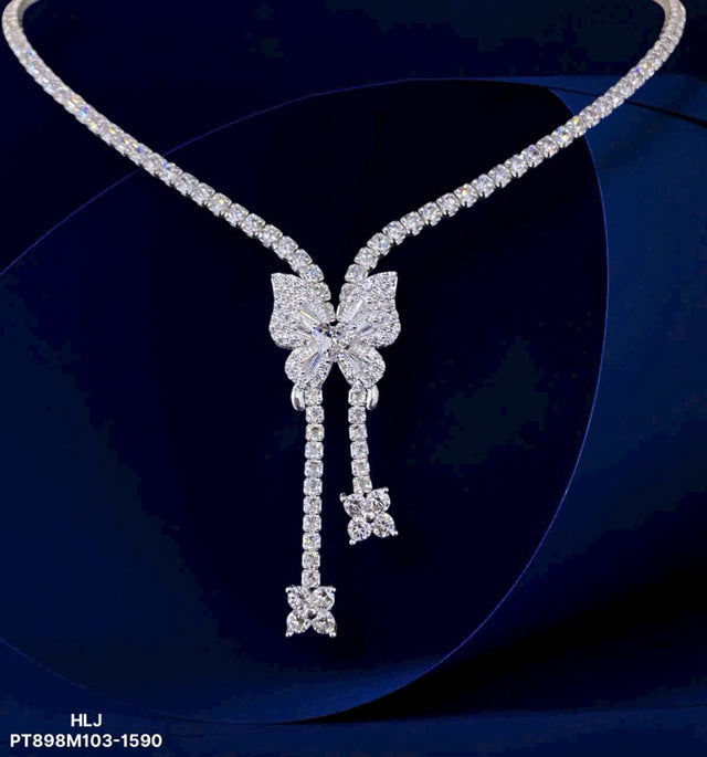 HLJN014 Lumia ButterflyLuxe Necklace - Platinum Statement Gift