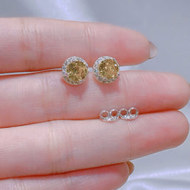 Azure Halo Moissanite Stud Earrings – Tranquil Brilliance