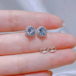 Azure Halo Moissanite Stud Earrings – Tranquil Brilliance