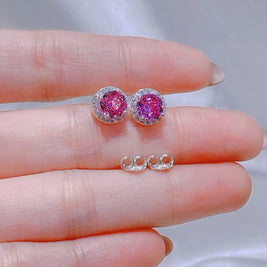 Azure Halo Moissanite Stud Earrings – Tranquil Brilliance