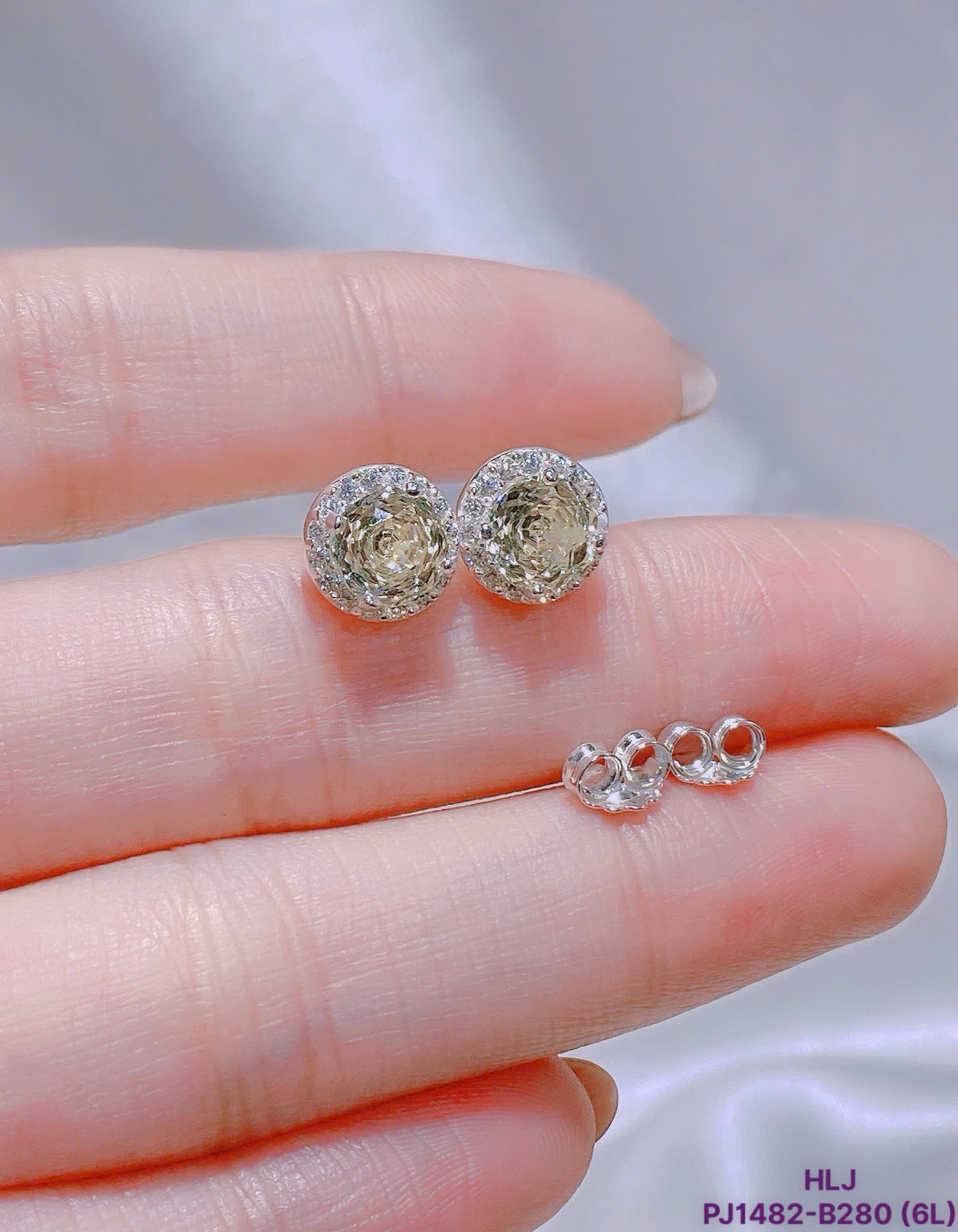 Azure Halo Moissanite Stud Earrings – Tranquil Brilliance
