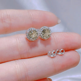 Azure Halo Moissanite Stud Earrings – Tranquil Brilliance