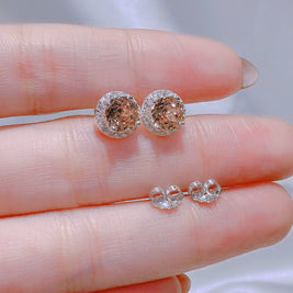Azure Halo Moissanite Stud Earrings – Tranquil Brilliance