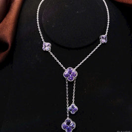 HLJN018 Lumia CloverCascade Necklace – Platinum Statement Gift