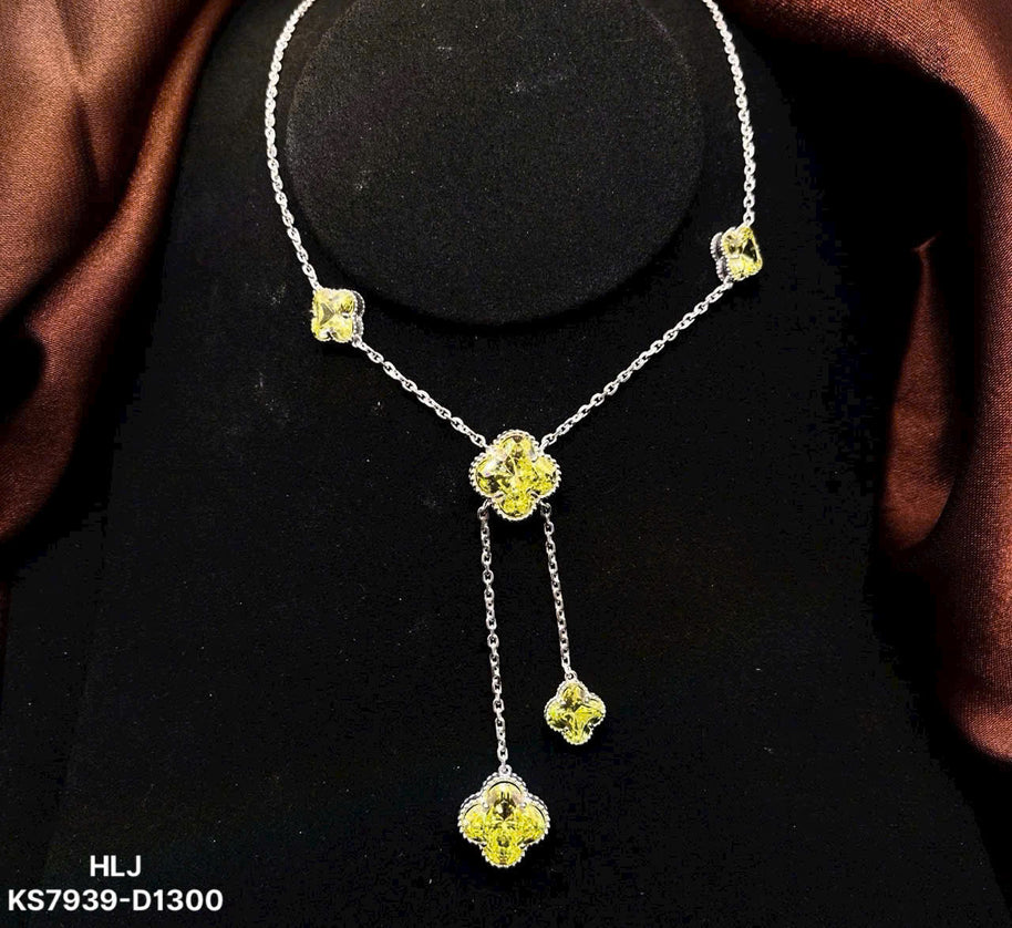 HLJN017 Lumia BloomLuxe Necklace - Platinum Statement Gift