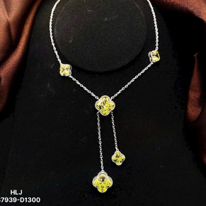 HLJN018 Lumia CloverCascade Necklace – Platinum Statement Gift