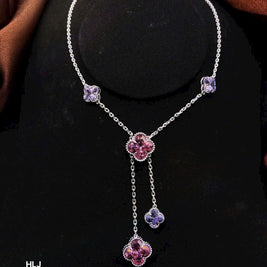 HLJN018 Lumia CloverCascade Necklace – Platinum Statement Gift