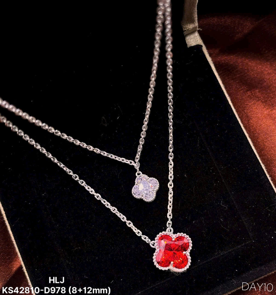 HLJN017 Lumia BloomLuxe Necklace - Platinum Statement Gift