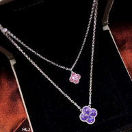 HLJN017 Lumia BloomLuxe Necklace - Platinum Statement Gift