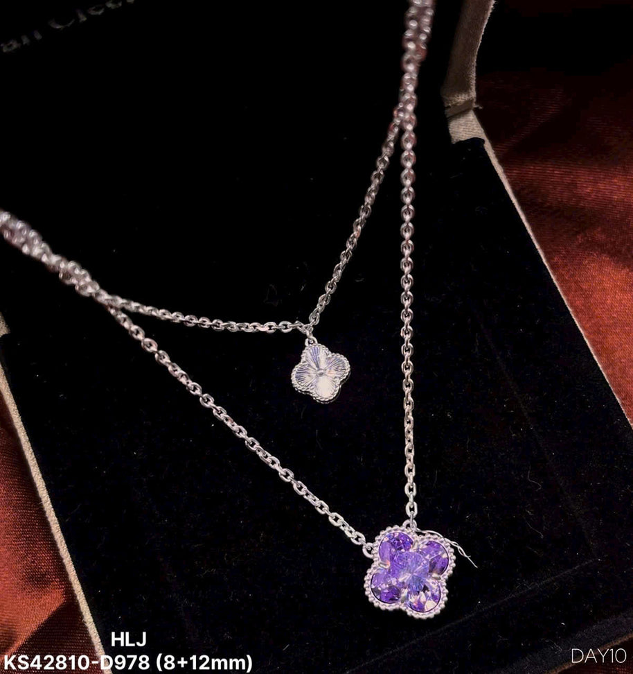 HLJN017 Lumia BloomLuxe Necklace - Platinum Statement Gift