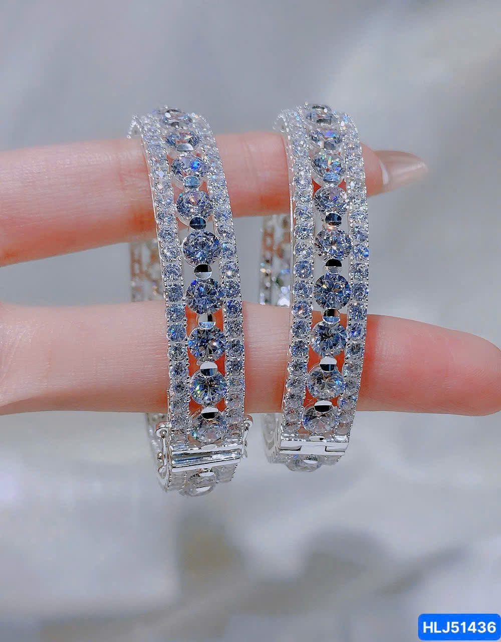 Aurora Triple-Row CZ Bangle – Full-Band Brilliance