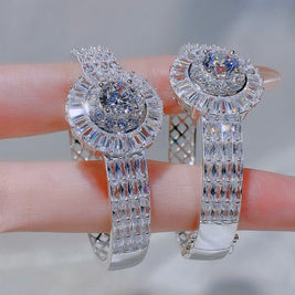 Sunburst Halo Moissanite Bangle