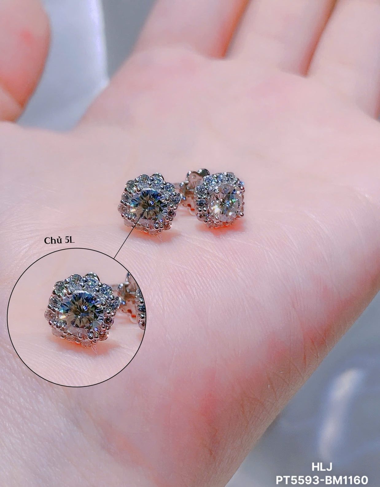 PetalHalo Moissanite Stud Earrings – Classic Sparkle