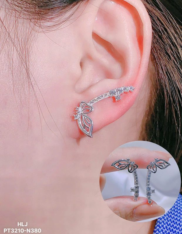 FloralArc CZ Ear Climbers – Petals of Light