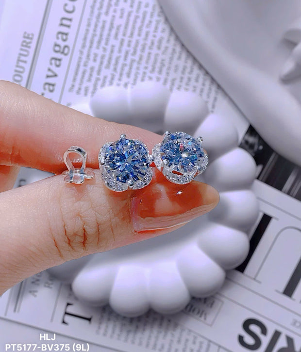 BlueHalo Moissanite Earrings – Oceanic Sparkle Refined