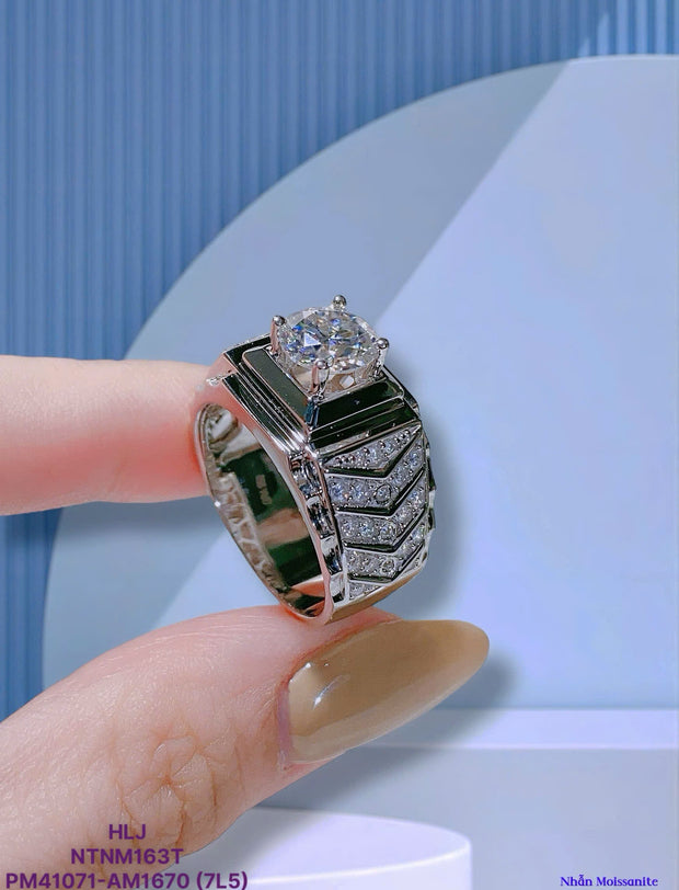 CrownBold Moissanite Men’s Ring – 3CT Diamond Power in One