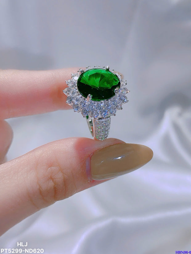 Empress Flame Oval Halo Ring – Crown Radiance