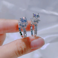 HexaCrown CZ Moissanite Ring – Architectural Sparkle