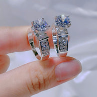 HexaCrown CZ Moissanite Ring – Architectural Sparkle