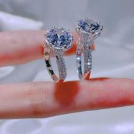 HexaCrown CZ Moissanite Ring – Architectural Sparkle