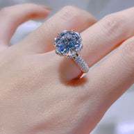 HexaCrown CZ Moissanite Ring – Architectural Sparkle