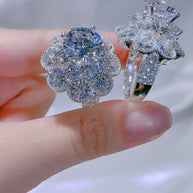 HexaCrown CZ Moissanite Ring – Architectural Sparkle