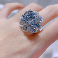 HexaCrown CZ Moissanite Ring – Architectural Sparkle